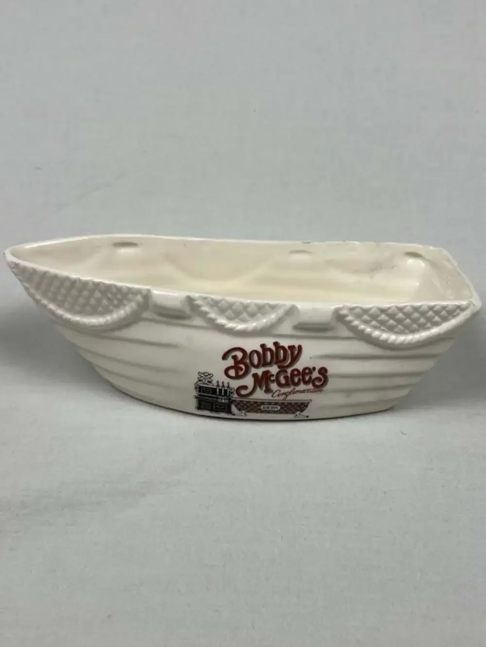 Vintage Bobby McGee's Conglomeration Miss McGee Ceramic Row Boat Soap Dish